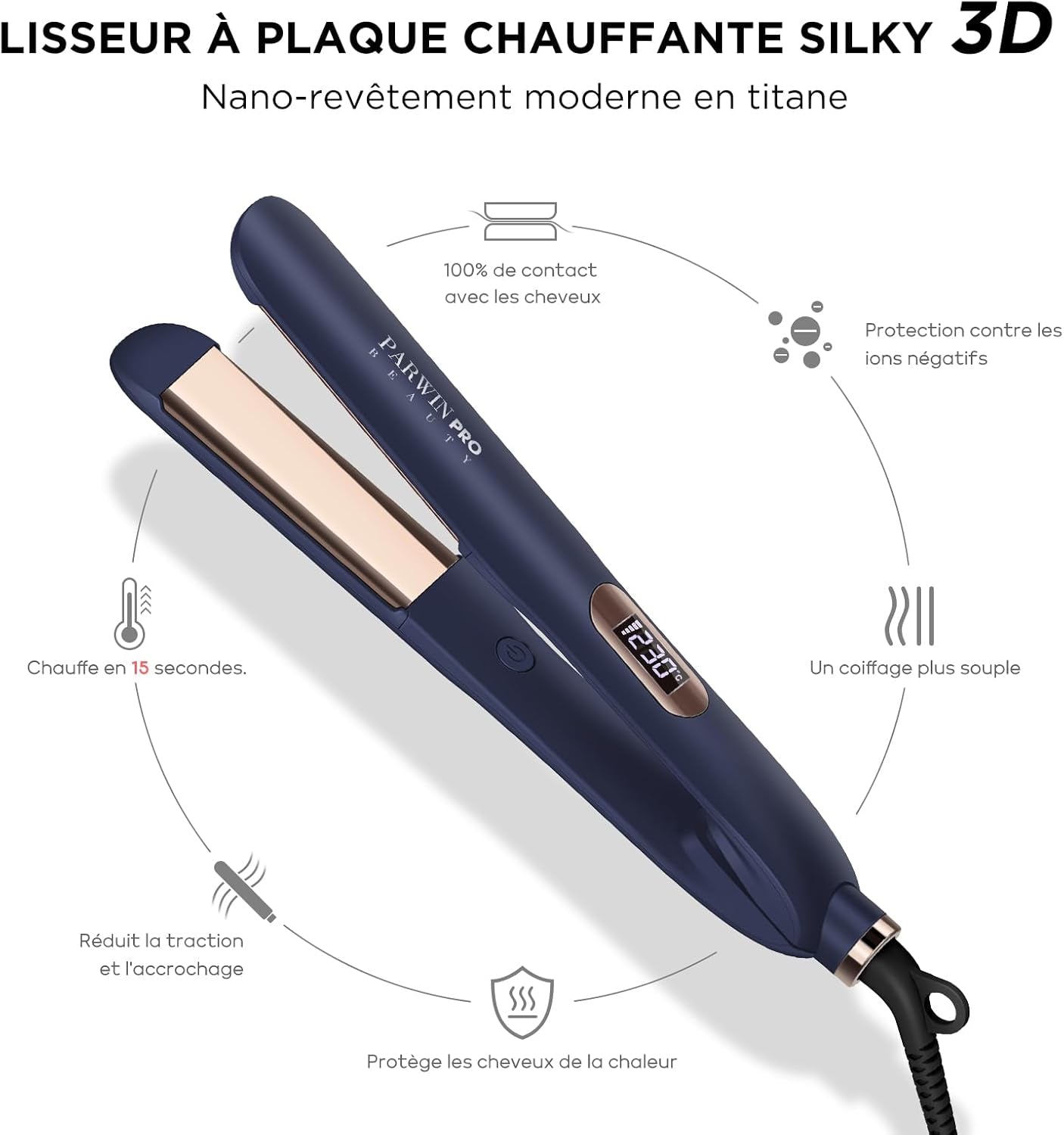 32 MM Lisseur Cheveux, 2 En 1 Lisseur Boucleur Cheveux, Fer À Lisser Avec Revêtement En Nano Titane, Plaque Chauffante Glissante, Lisseur De Voyage, Avec Écran LCD, 130℃-230℃