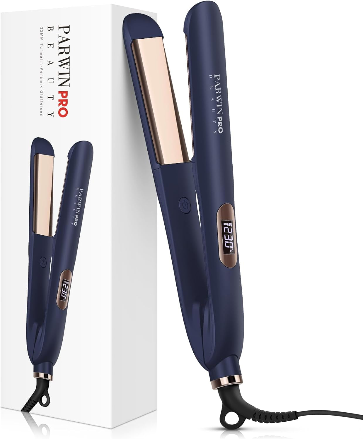 32 MM Lisseur Cheveux, 2 En 1 Lisseur Boucleur Cheveux, Fer À Lisser Avec Revêtement En Nano Titane, Plaque Chauffante Glissante, Lisseur De Voyage, Avec Écran LCD, 130℃-230℃