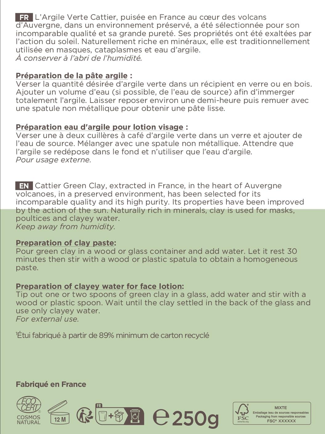 Vrac Argile Verte Ultra Ventilée 250 G