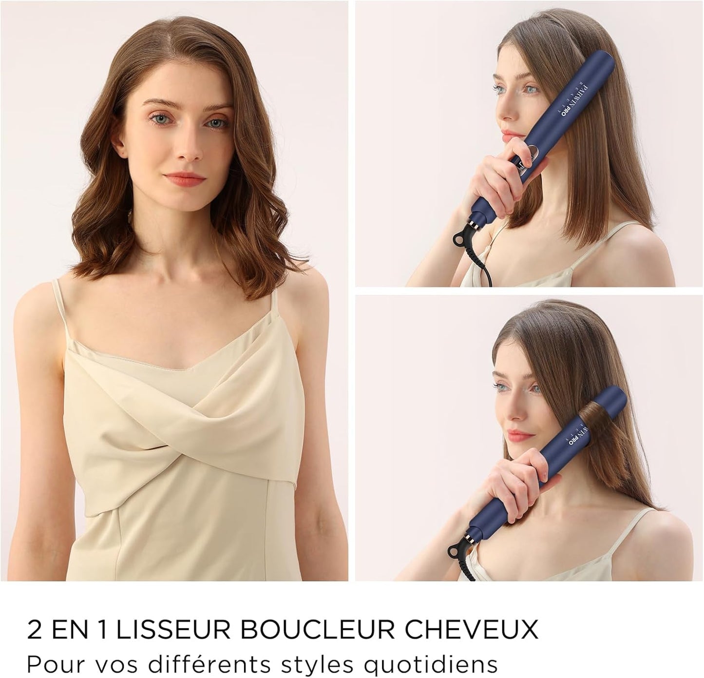 32 MM Lisseur Cheveux, 2 En 1 Lisseur Boucleur Cheveux, Fer À Lisser Avec Revêtement En Nano Titane, Plaque Chauffante Glissante, Lisseur De Voyage, Avec Écran LCD, 130℃-230℃