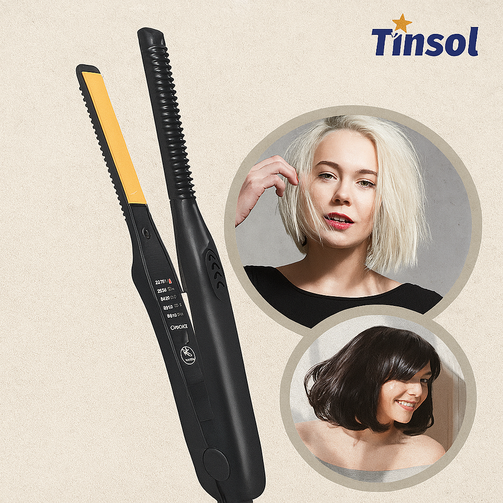 Fer à Lisser et Boucler 2-en-1 – Mini Appareil Céramique Professionnel pour Cheveux Courts & Barbe