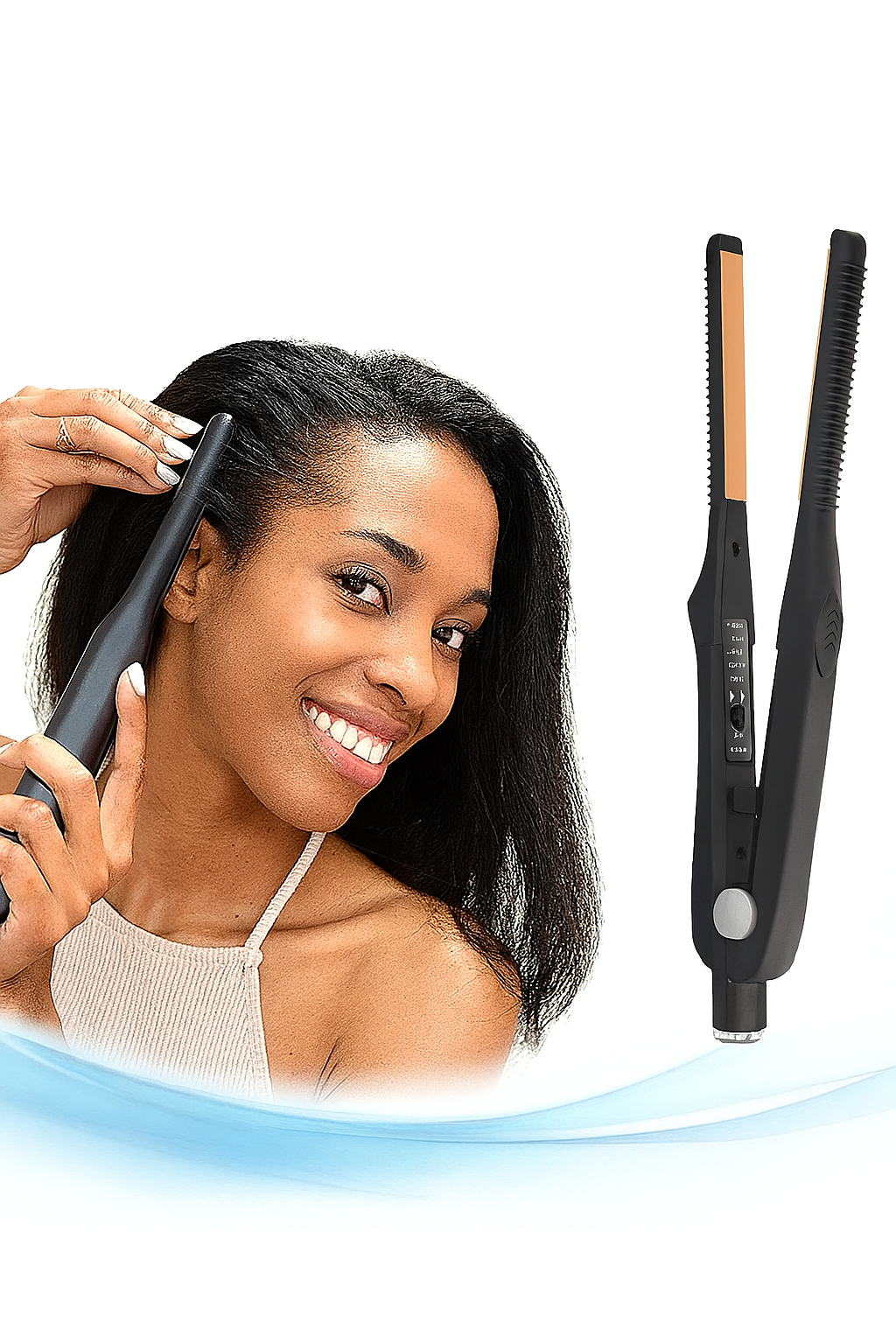 Fer à Lisser et Boucler 2-en-1 – Mini Appareil Céramique Professionnel pour Cheveux Courts & Barbe