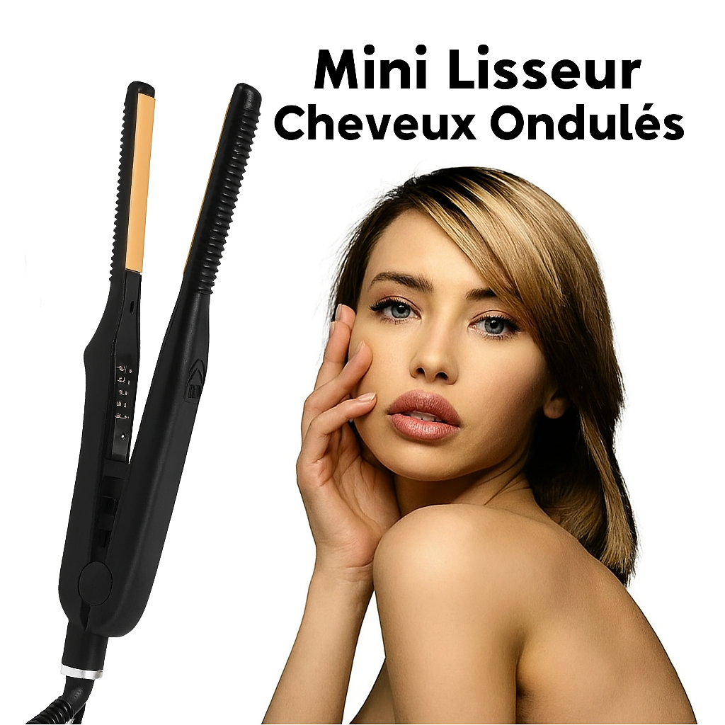 Fer à Lisser et Boucler 2-en-1 – Mini Appareil Céramique Professionnel pour Cheveux Courts & Barbe