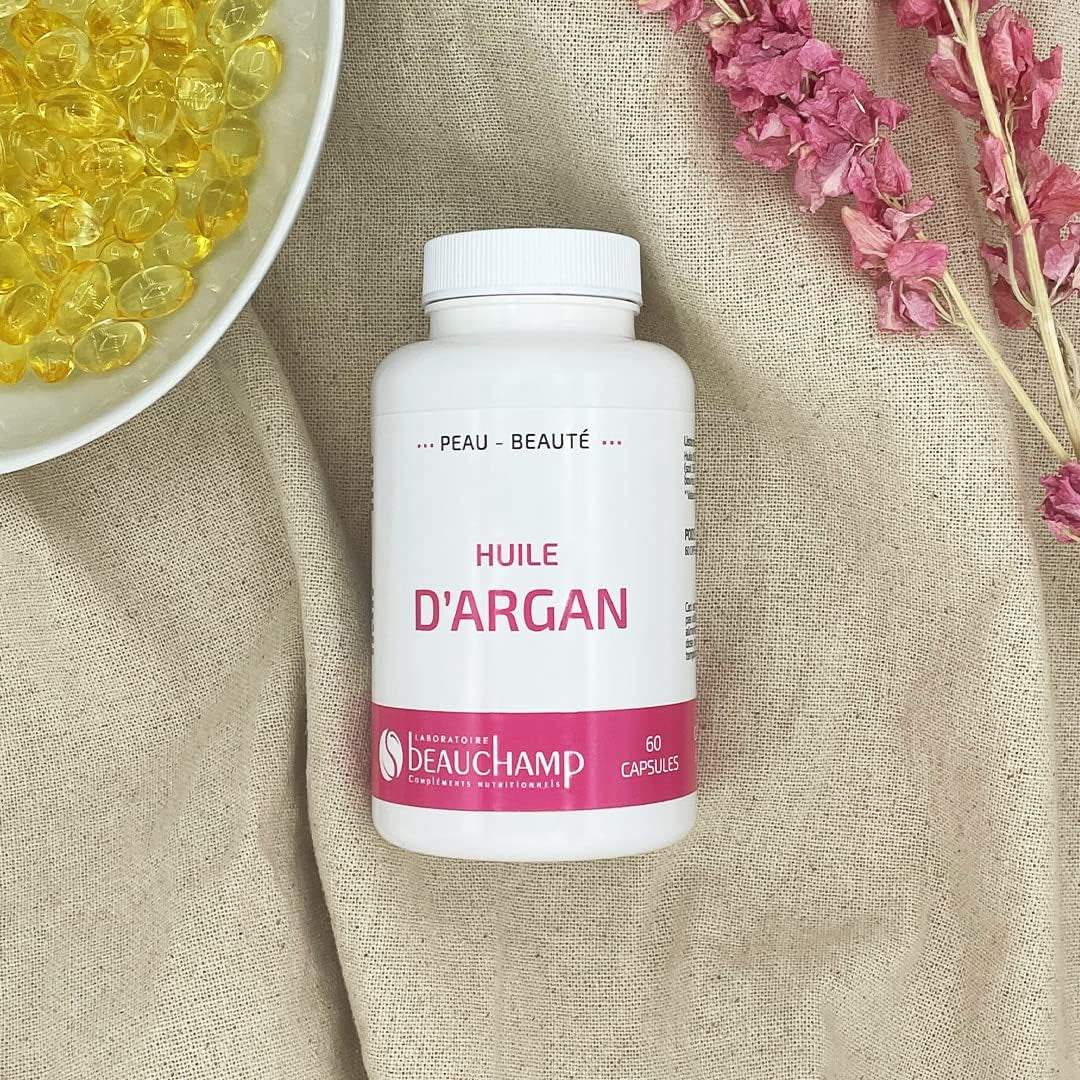 - Complément Alimentaire HUILE D'ARGAN VIERGE - 60 Capsules - Beauté De La Peau, Des Ongles Et Des Cheveux - Développé En France