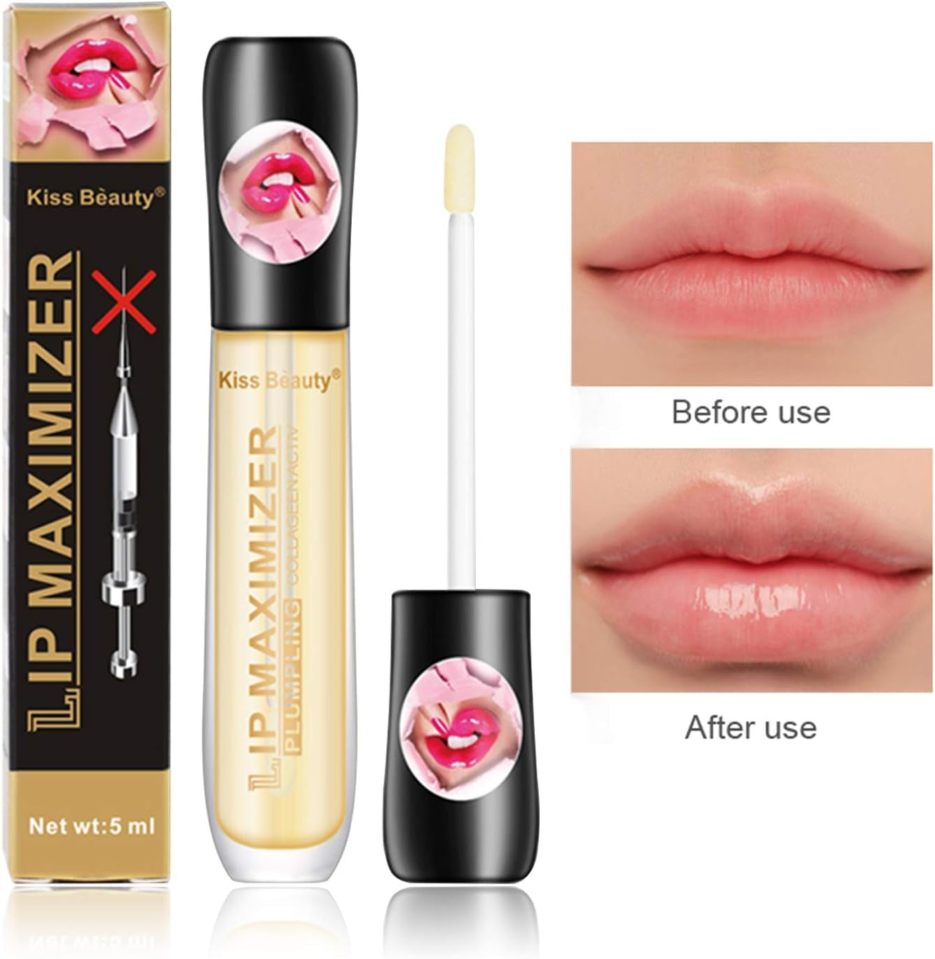 Gl-Turelifes Lip Plumper Lip Gloss, Lip Maximizer Balm Plumper Lip Extreme Volume, Heathly Enhancer Hydrated Lips, Hydrate, Élimine La Sécheresse Rides Améliore La Brillance Rebondie