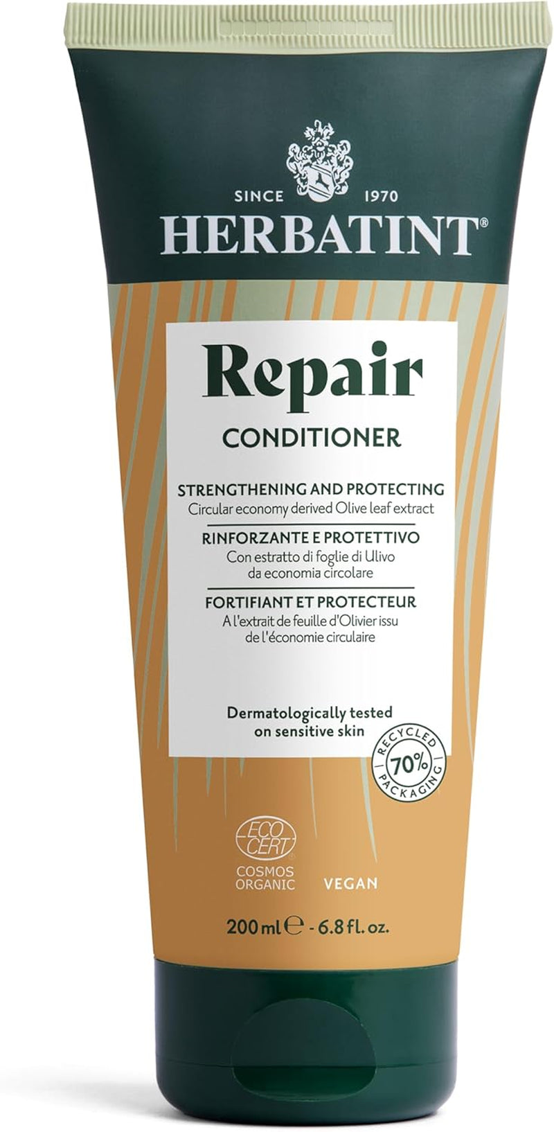 Herbatint Repair Conditioner, Baume Réparateur Bio - 200 Ml | Nourrit Et Répare Les Cheveux Stressés, Secs Et Abîmés | 99% Ingrédients Naturels, Avec Extraits De Moringa, Olivier, Jojoba Et Aloe Vera