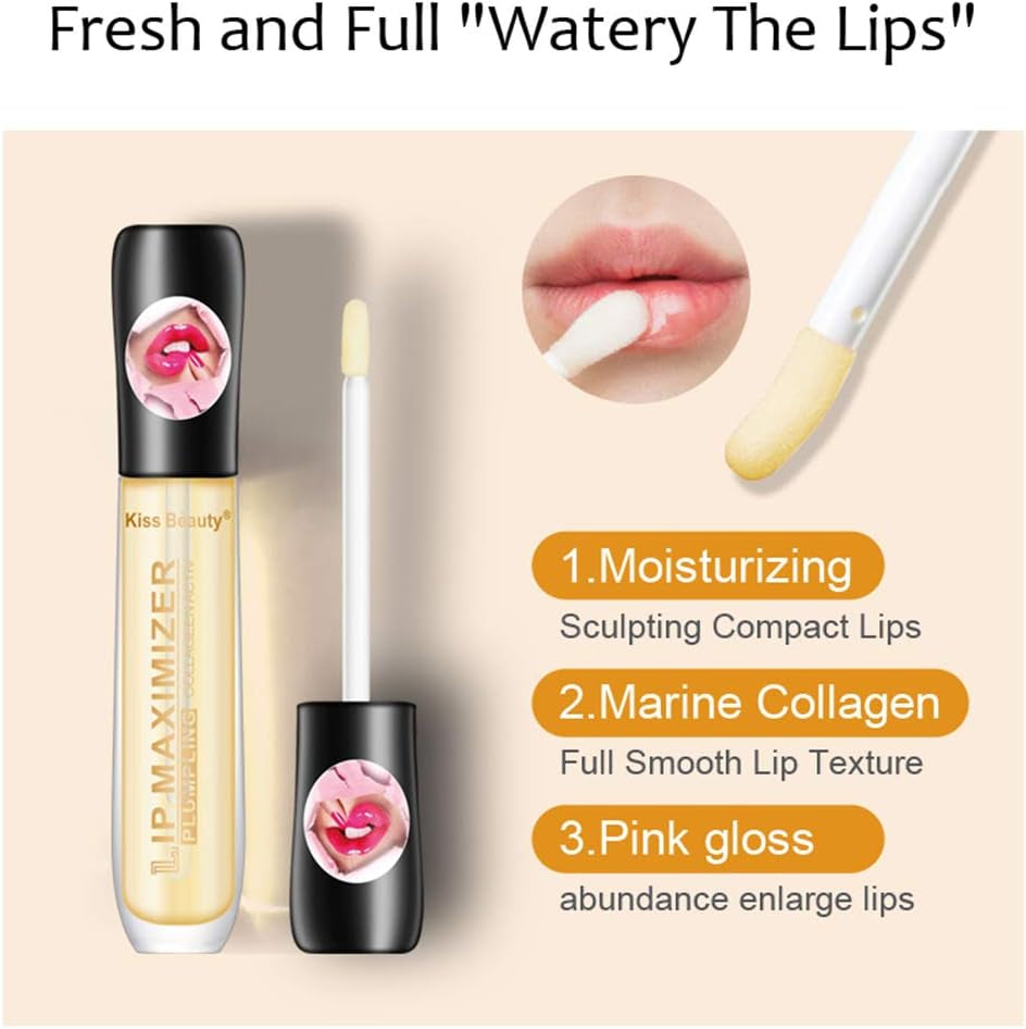 Gl-Turelifes Lip Plumper Lip Gloss, Lip Maximizer Balm Plumper Lip Extreme Volume, Heathly Enhancer Hydrated Lips, Hydrate, Élimine La Sécheresse Rides Améliore La Brillance Rebondie