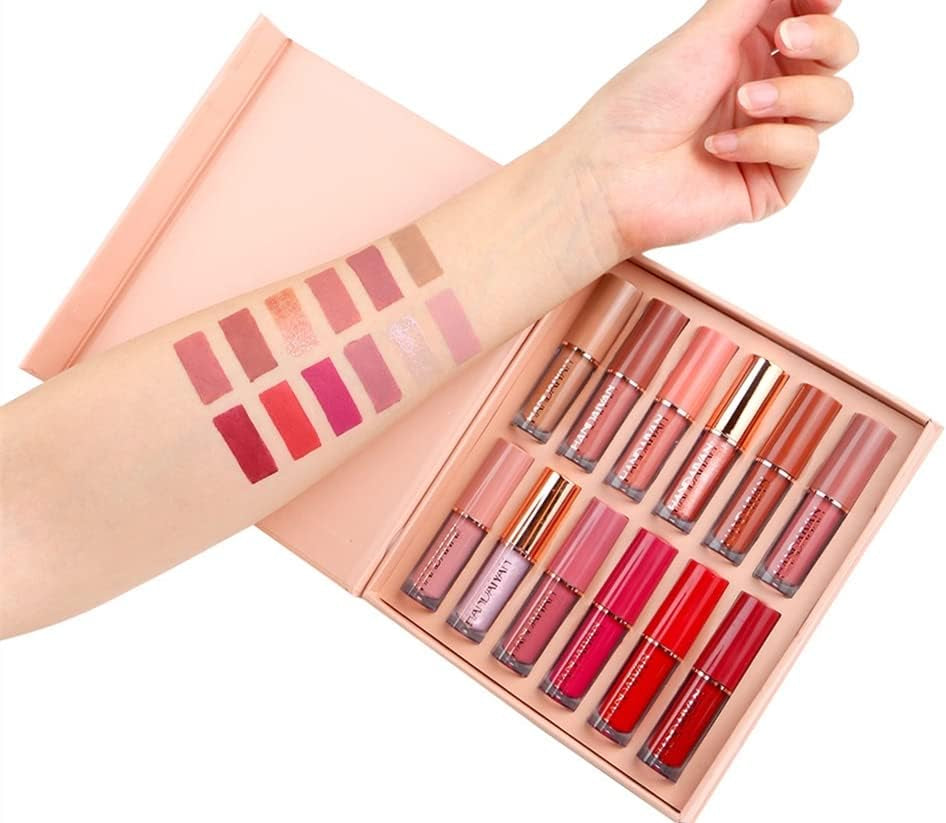 Lot De 12 Rouges À Lèvres Mats En Velours, Nude, Rose, Imperméable, Longue Durée, Antiadhésif, Ne Se Décolore Pas, Brillant À Lèvres Liquide, Cadeau Pour Femme (Set A)