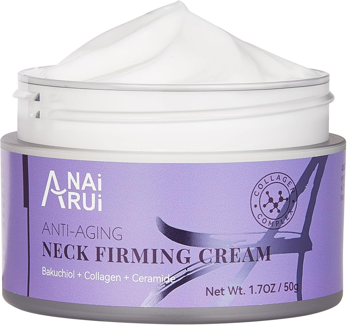 Anairui Crème Raffermissante Pour Le Cou, Hydratante Anti-Âge Pour Le Cou Et Le Décolleté Avec Bakuchiol, Collagène Et Céramides, Crème Anti-Rides Pour Femmes Et Hommes, 50 Ml