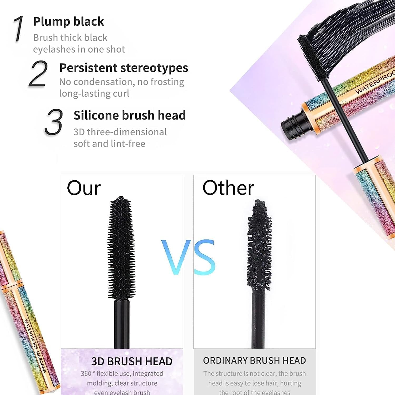 4D Silk Fiber Mascara, Mascara Volume Imperméable Noir, Allongement De Cils Extra Long Et Mascara, Naturellement Maquillage Des Yeux Ne Fleurit Pas