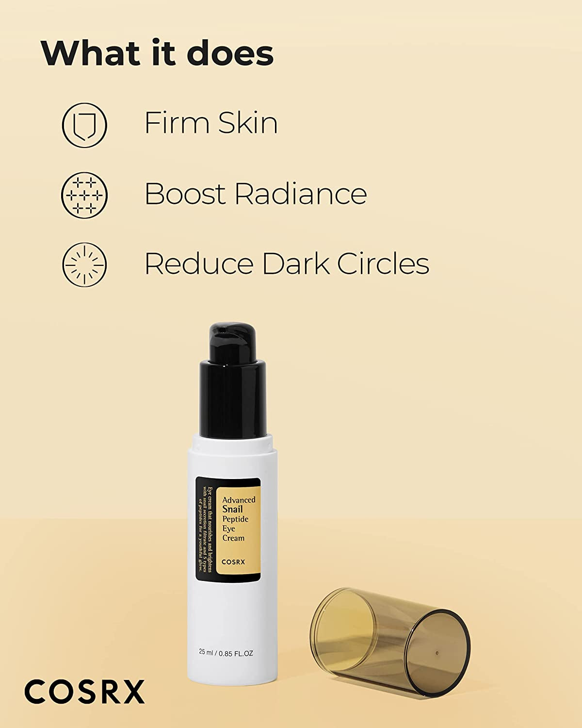 Snail Peptide Eye Cream with 73.7% Snail Mucin and Niacinamide - Brightening Korean Night Cream for Fine Lines and Dark Circles, Korean Skincare