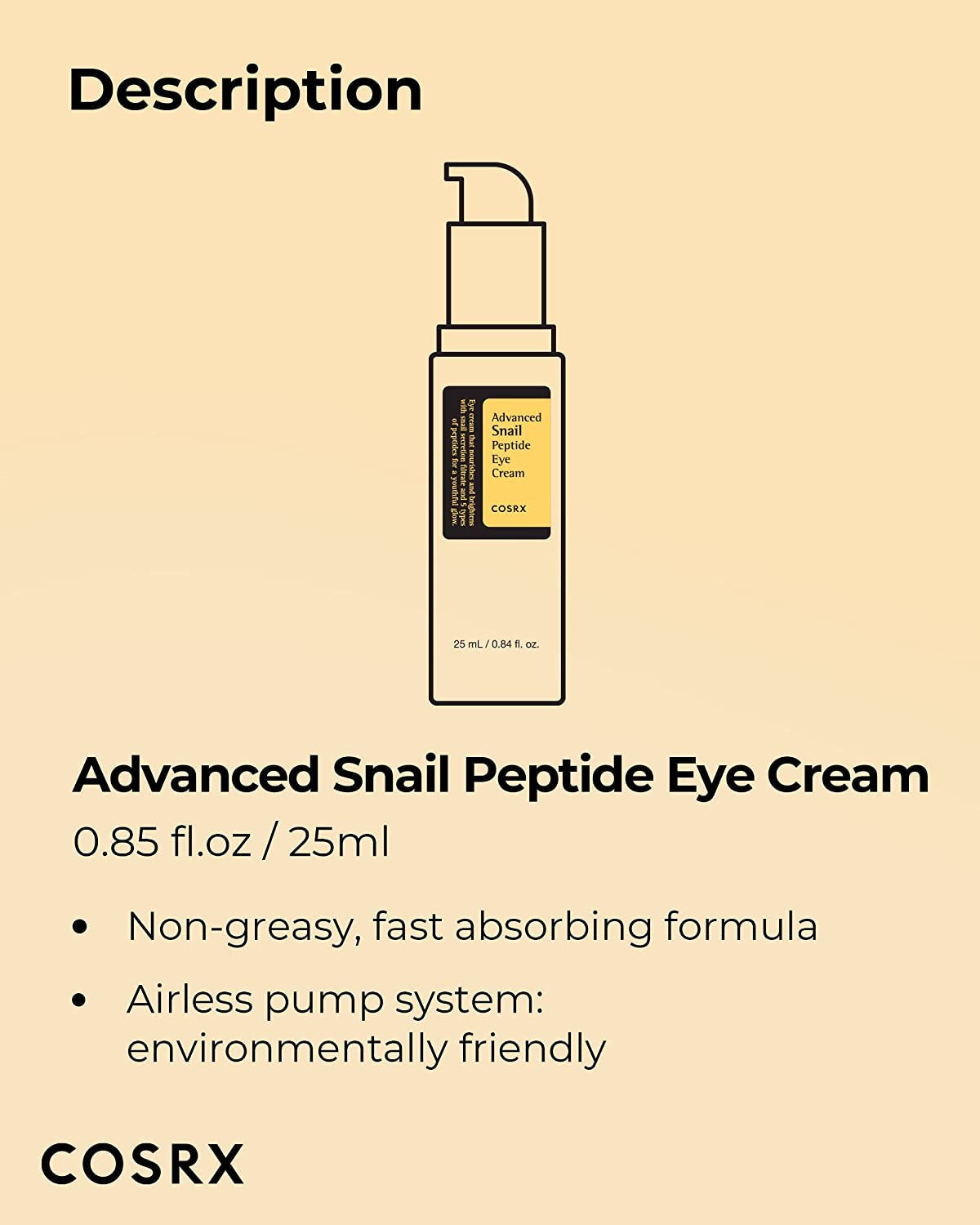 Snail Peptide Eye Cream with 73.7% Snail Mucin and Niacinamide - Brightening Korean Night Cream for Fine Lines and Dark Circles, Korean Skincare