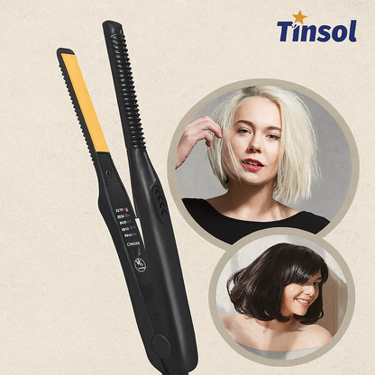 Fer à Lisser et Boucler 2-en-1 – Mini Appareil Céramique Professionnel pour Cheveux Courts & Barbe