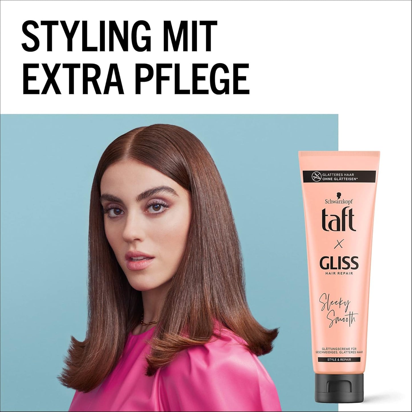 Taft X Gliss Crème Lissante Sleeky Smooth (150 Ml), Crème Coiffante Pour Cheveux Lisses Sans Fer À Lisser, Avec Protection Supplémentaire Contre Le Sèche-Cheveux Et Les Frisottis