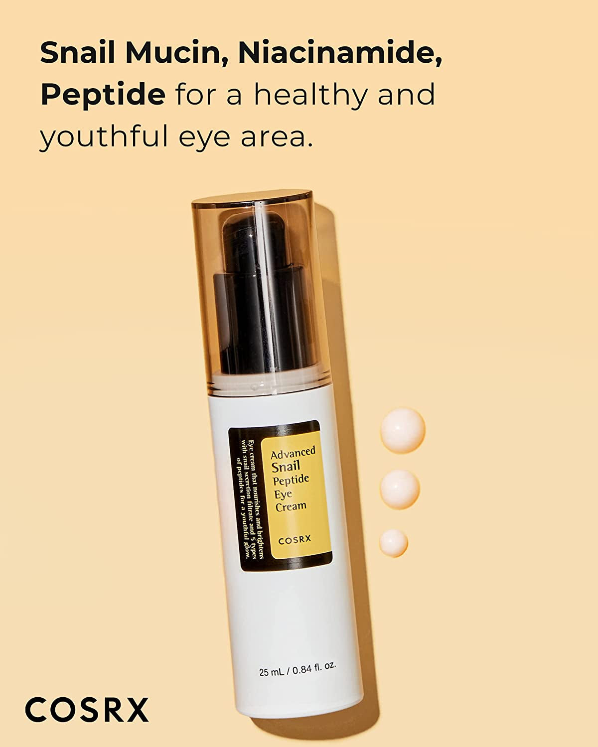 Snail Peptide Eye Cream with 73.7% Snail Mucin and Niacinamide - Brightening Korean Night Cream for Fine Lines and Dark Circles, Korean Skincare