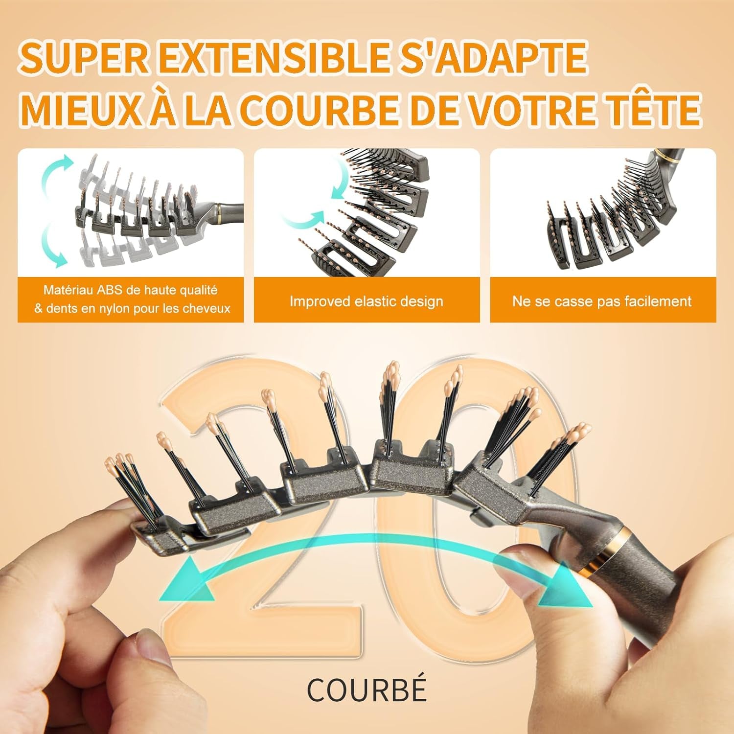 Brosse Cheveux Démélant, Professionnelle Incurvée Ventilée Pour Coiffeur Outils De Coiffure Brosses De Massage Démêlantes À Séchage Rapide