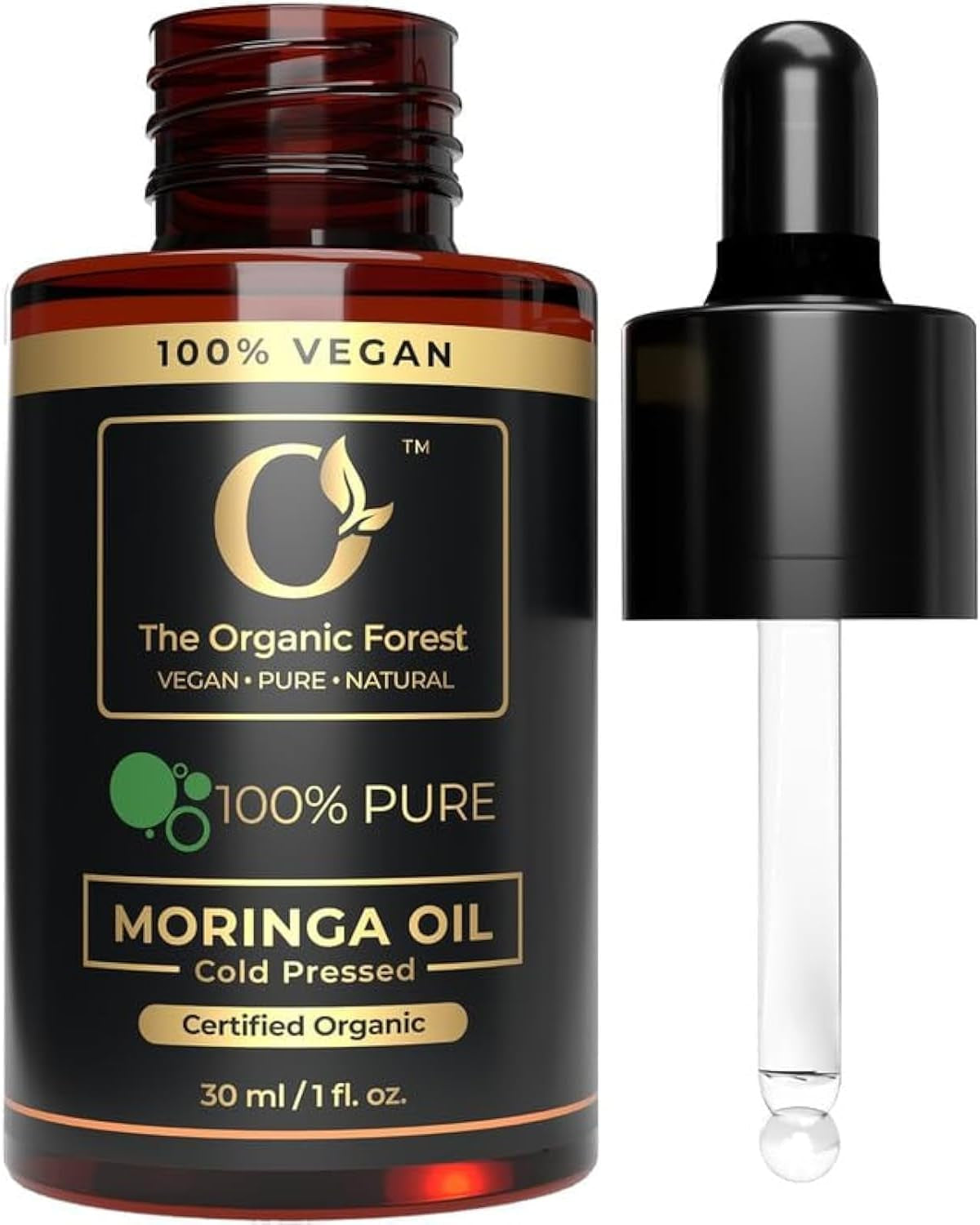 100% Pure & Organic Moringa Oil | Natural Carrier Oil for Face Moisturizer | Moringa Oil Face Cleanser | Moisturizer for Oily Skin | Reduce Forehead Wrinkle |