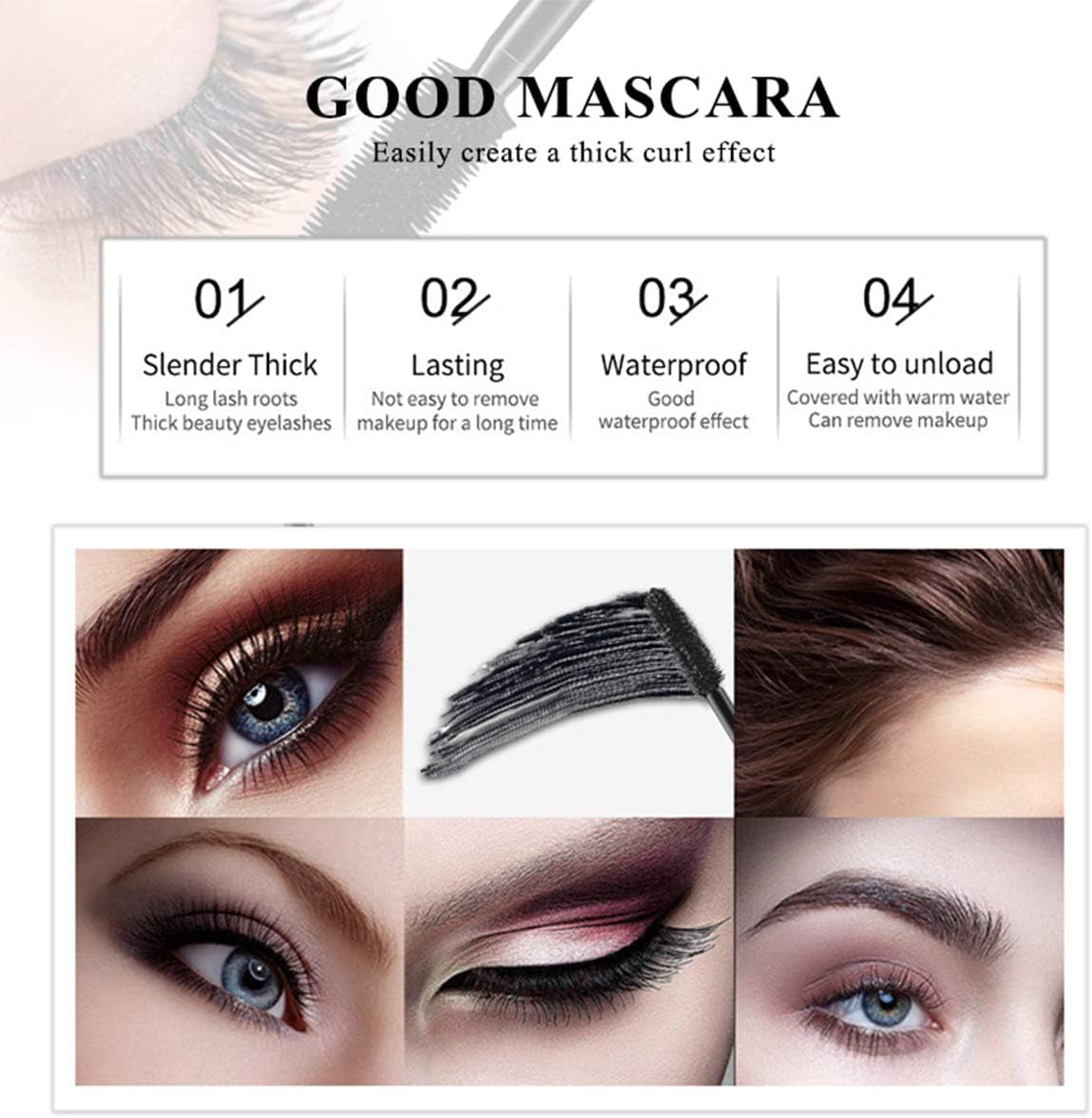 4D Silk Fiber Eyelash Mascara, 4D Mascara Fiber Eyelash Mascara, 4D Fibre Soie Mascara, Fiber De Soie Cils Noir Mascara, Extension Fibre Extrêmement Long Mascara Lavable À L'Eau Chaude