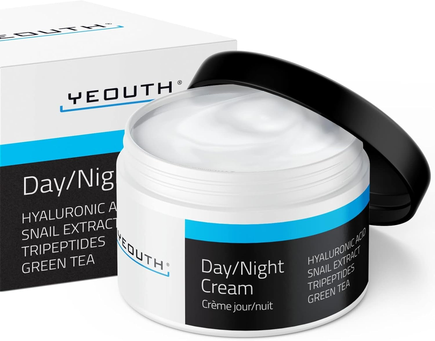 Crème Visage Jour Nuit Avec Acide Hyaluronique Et Mucine Escargot, Soin Hydratant 24H, Crème Hydratante Visage 120Ml