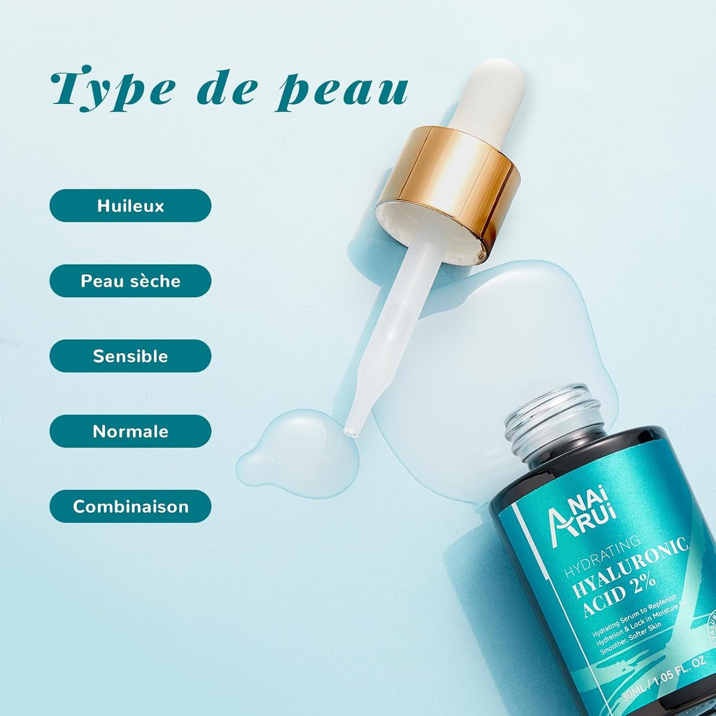 Sérum Acide Hyaluronique Visage Pour La Vitamine C/E - Sérum Visage Anti-Âge Rides/Taches, Hydratante, Lissant, Nourrissant, Éclairer, Antioxydant, Soins Pour Le Visage, 30Ml